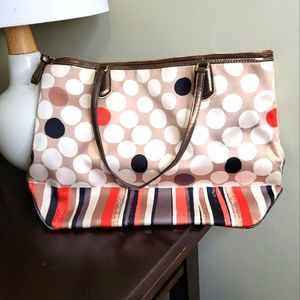 Coach Poppy Polka Dot Zipper Tote